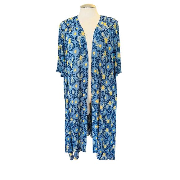 Torrid Plus Size 3 Outlander Damask Deer Chiffon Long Open‎ Front Kimono Duster - Picture 2 of 3